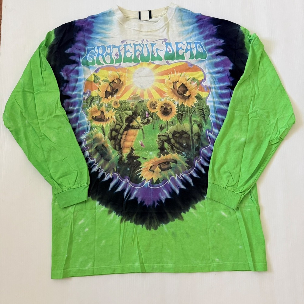 Vtg 1998 Grateful Dead Sunflower Terrapin Turtles Green LS Shirt Liquid Blue XL